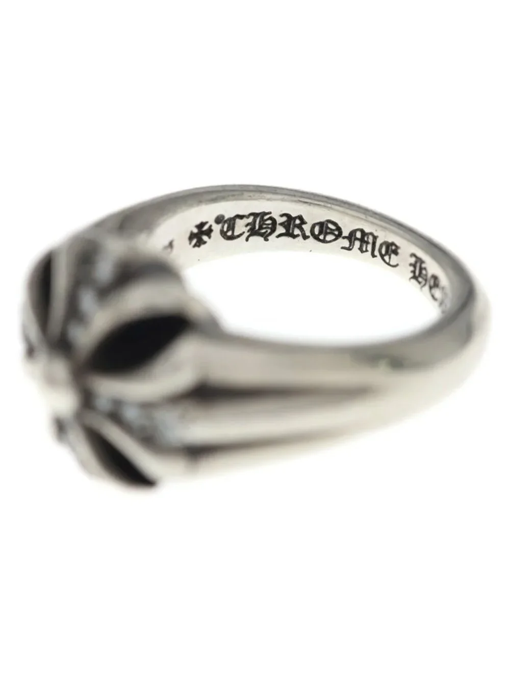 Chrome Hearts Cutout CH Pls Sml P D Small Plus Pave Diamond Silver Ring